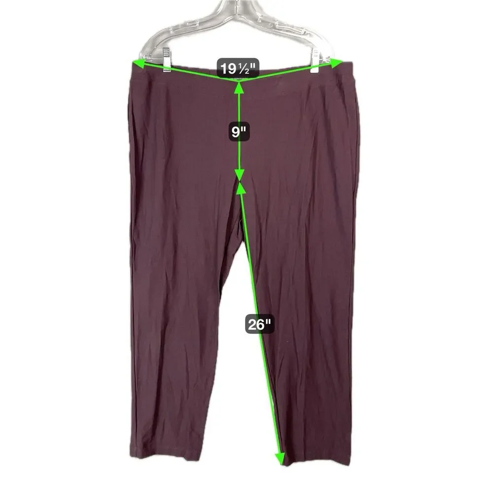 Eileen Fisher Women XL Stretch Crepe Slim Ankle Pant Purple Pull On Drapey READ - Picture 2 of 9